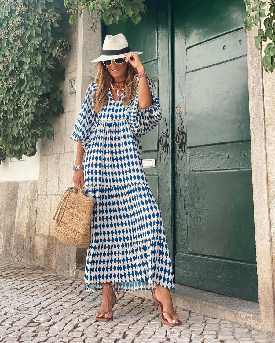Elin™ | Boho Bawełniana Sukienka Maxi