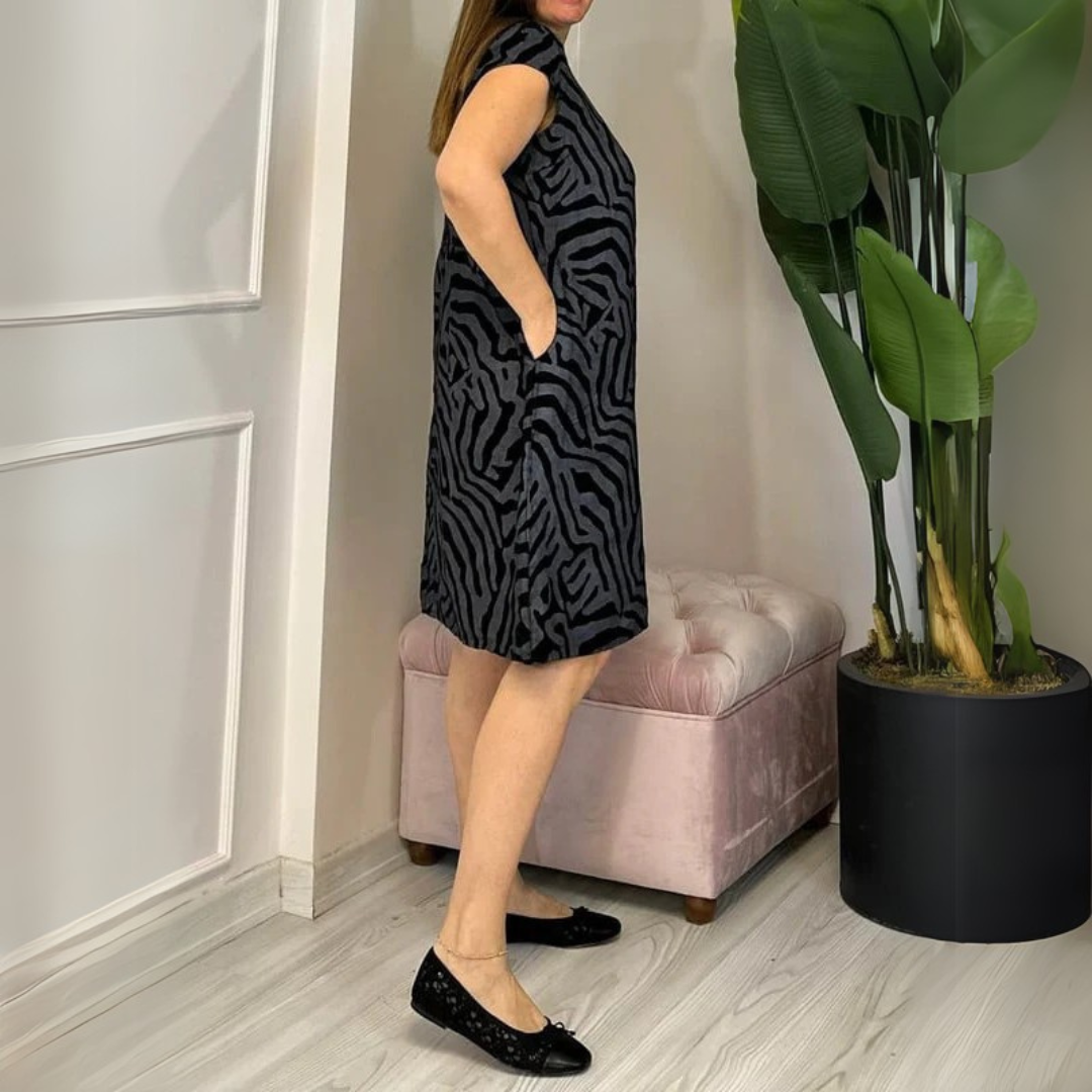 Dubois™ | Sukienka w zebra z okrągłym dekoltem