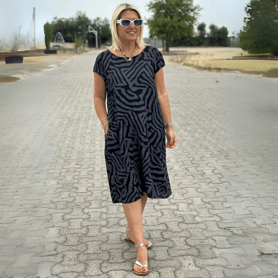 Dubois™ | Sukienka w zebra z okrągłym dekoltem