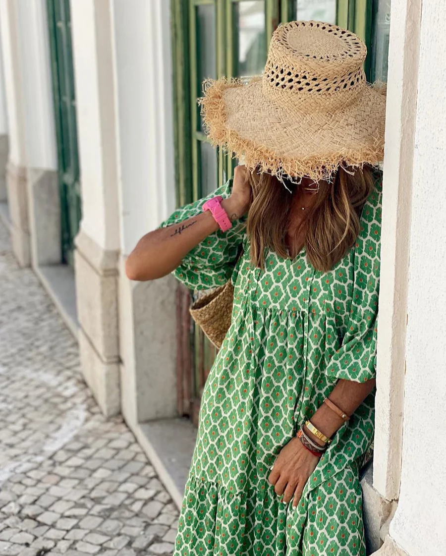 Elin™ | Boho Bawełniana Sukienka Maxi