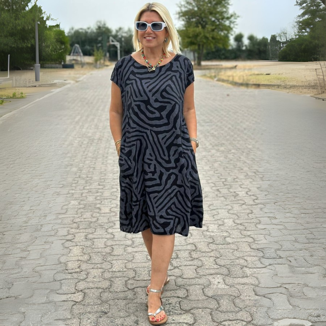Dubois™ | Sukienka w zebra z okrągłym dekoltem
