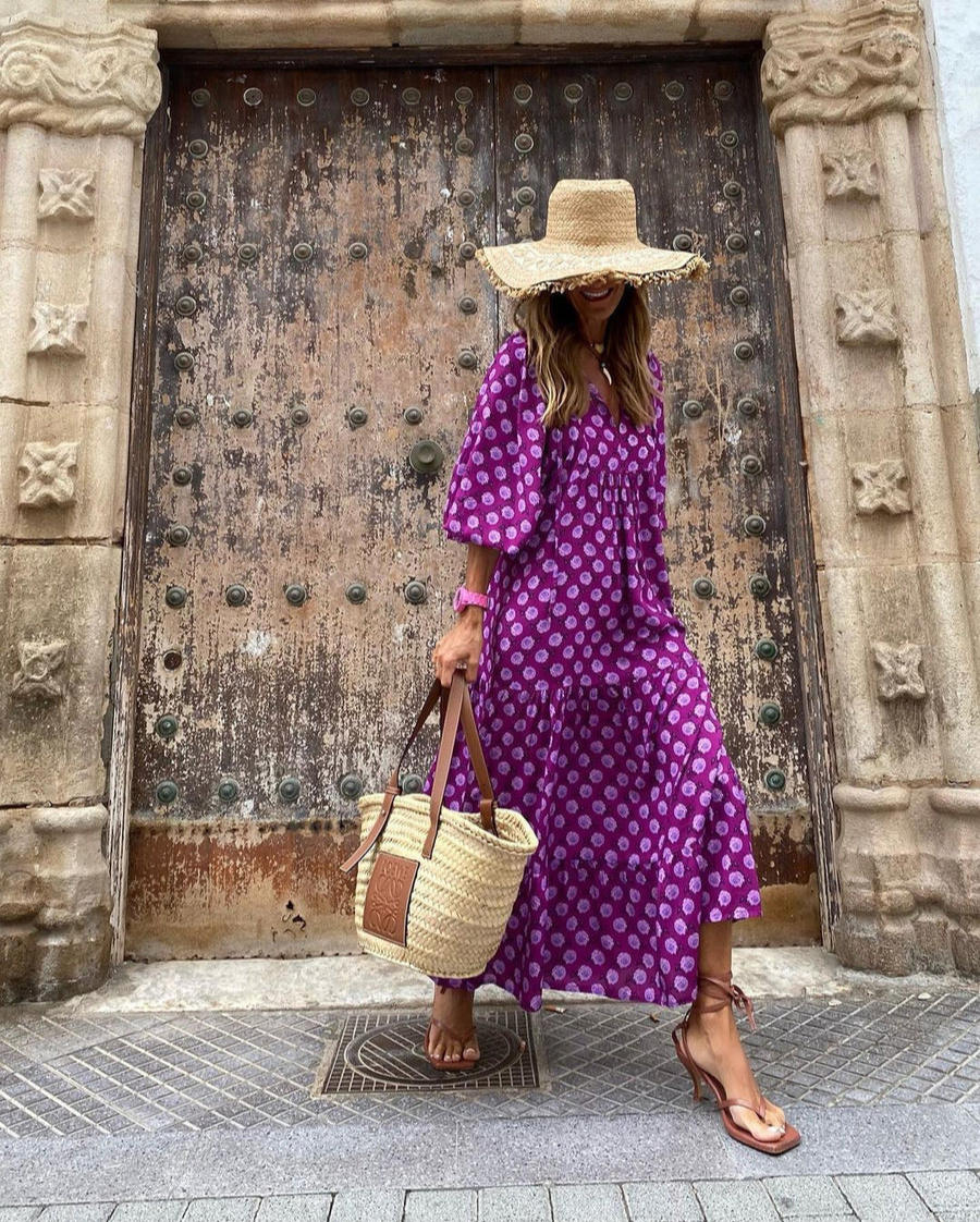 Elin™ | Boho Bawełniana Sukienka Maxi
