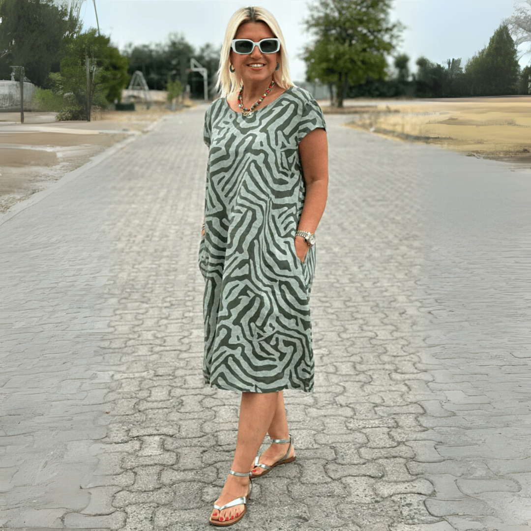 Dubois™ | Sukienka w zebra z okrągłym dekoltem