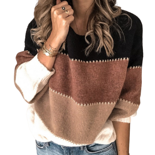 Helena | Damski sweter z dzianiny w paski