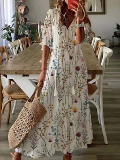 Daisy | Boho Sukienka z Zakryciem Brzucha