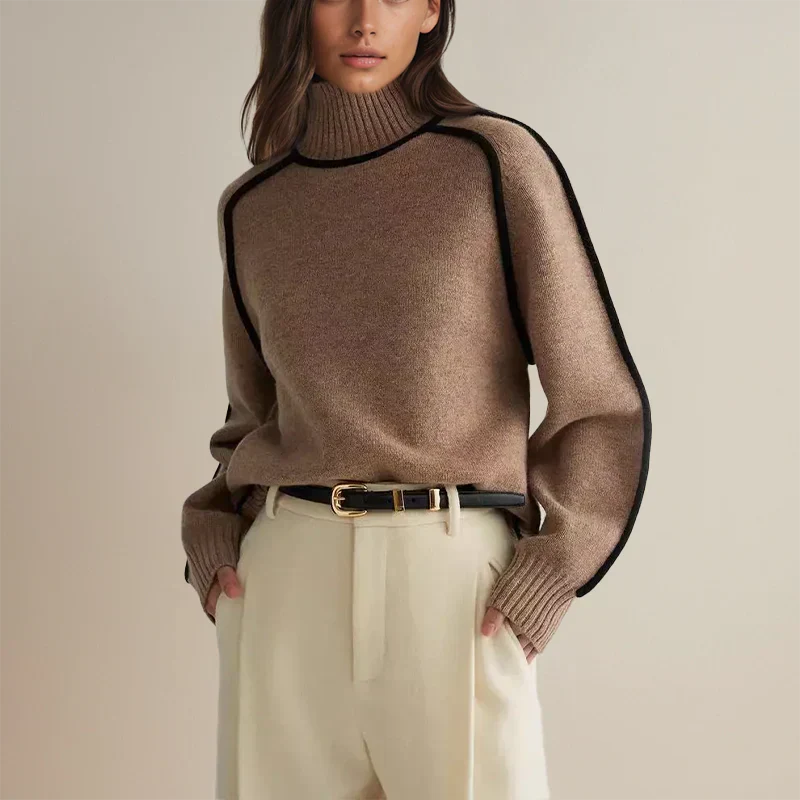 Amandine™ - Elegancki sweter z golfem i kołnierzykiem