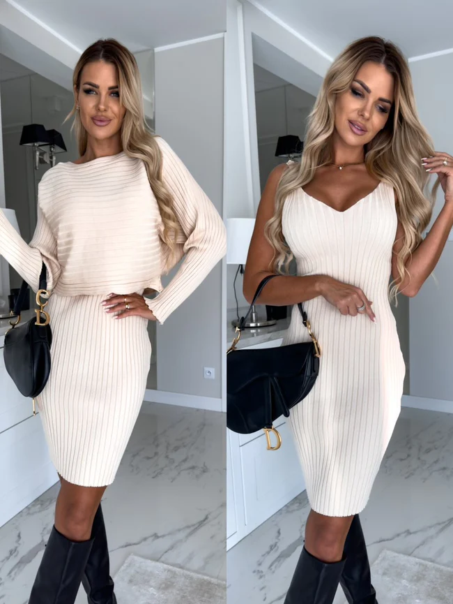 Bella™ - Sukienka bez ramion z swetrem