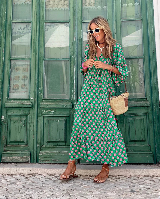 Elin™ | Boho Bawełniana Sukienka Maxi