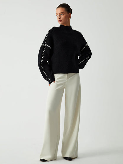 Alma | Oversizowy sweter Dolcevita z pikowanymi detalami