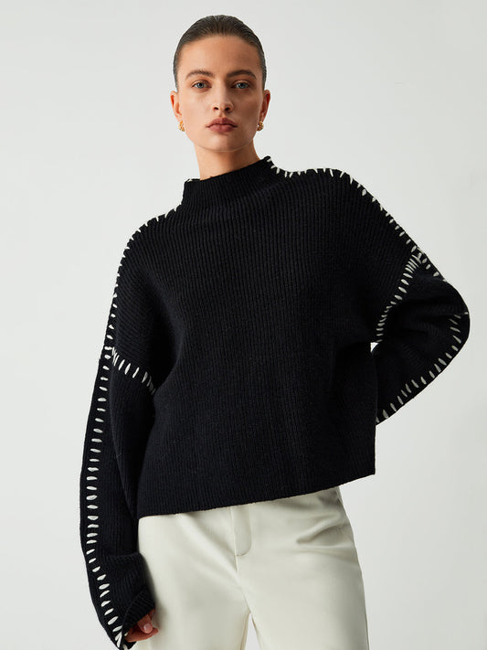 Alma | Oversizowy sweter Dolcevita z pikowanymi detalami