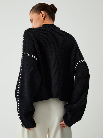 Alma | Oversizowy sweter Dolcevita z pikowanymi detalami