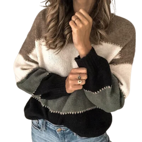 Helena | Damski sweter z dzianiny w paski