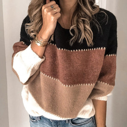 Helena | Damski sweter z dzianiny w paski